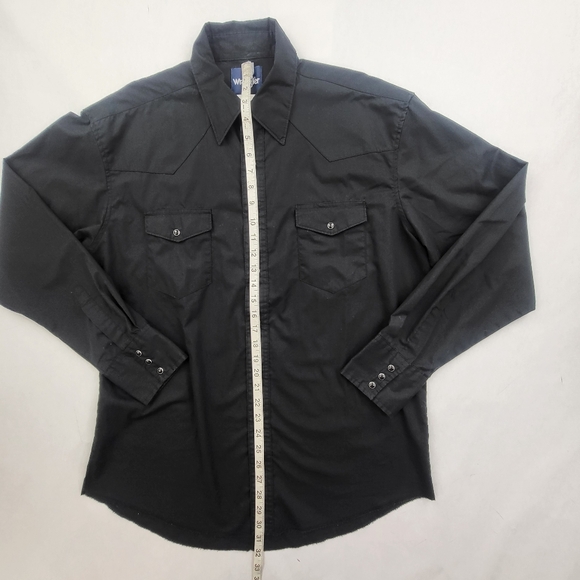 Wrangler Long Sleeve Pearl Snap Collared Shirt Mens Sz Lg  Cowboy Western Black - Picture 4 of 7